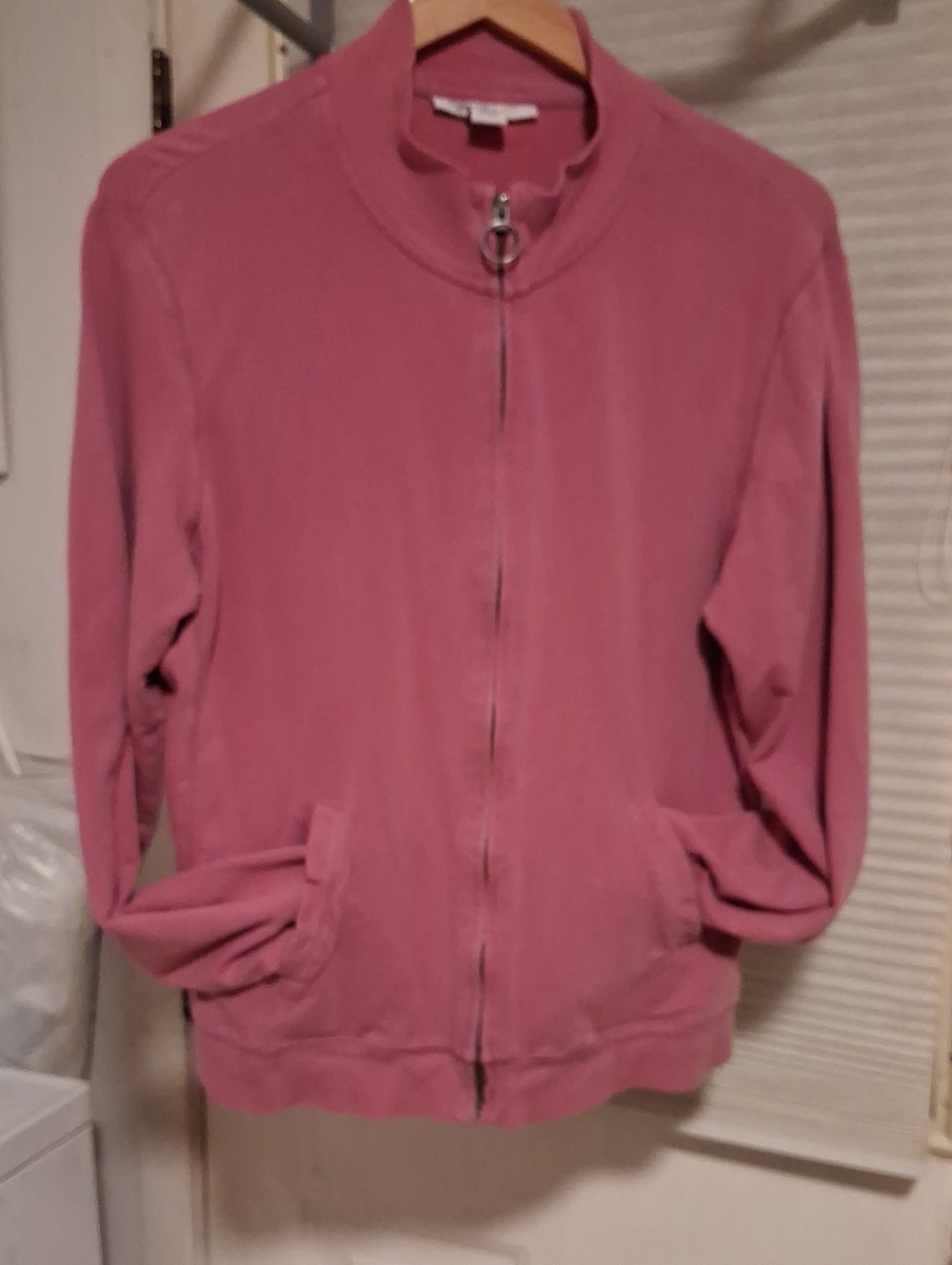 Women's Pink Zip-Front Sweater Jacket